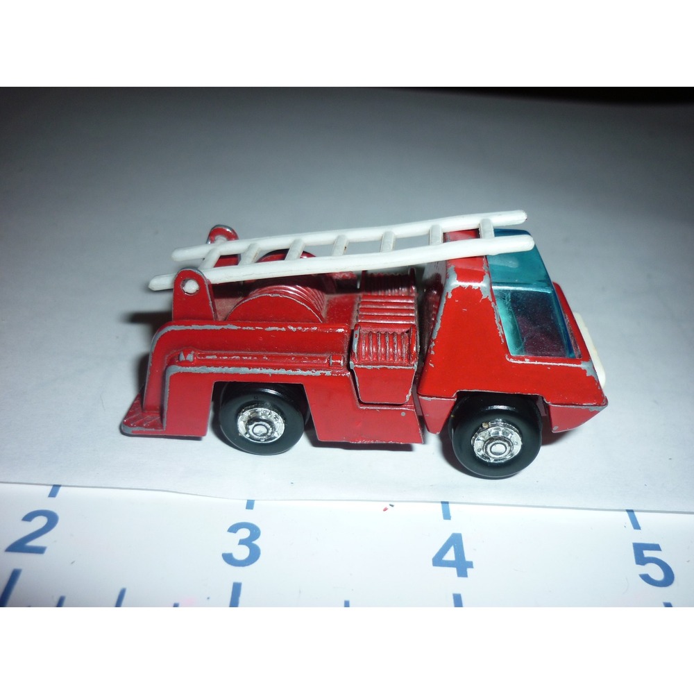Vintage‎ Playart Red Fire Truck Toy Diecast Metal Ladder Blue Windshield 7130